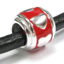 Sterling Silver Enamel Red Love heart for European Enamel Bead charm Bracelet