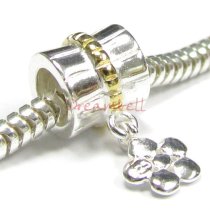 14K Gold 925 Sterling Silver FLOWER for European Bead charm Bracelet