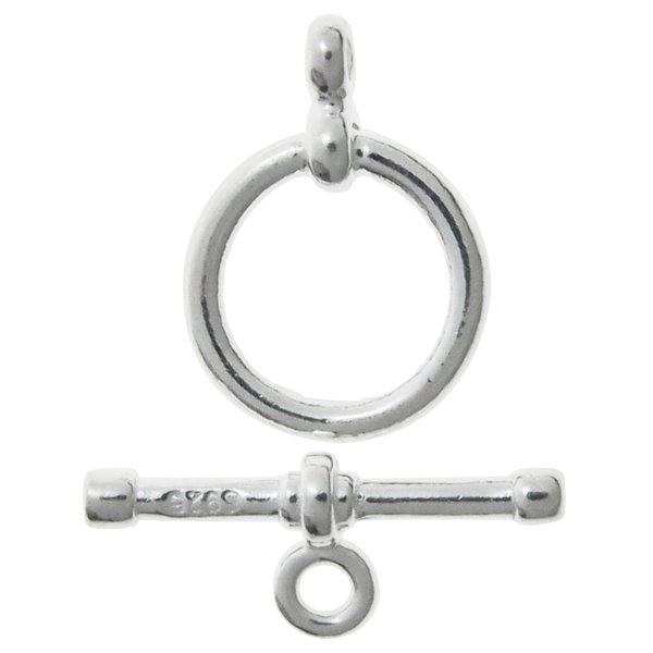 1x 925 Sterling Silver Plain Toggle Bead Clasp 13.5mm