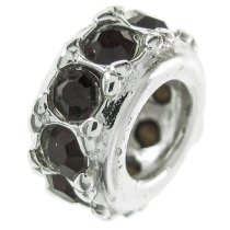 Sterling Silver Round Ring Bead Siam RED Crystals for European Charm Bracelets Birthstone January