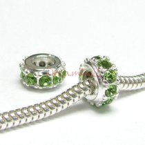 Sterling Silver Round Ring for European Charm Bracelets Bead Peridot Crystals Birthstone August