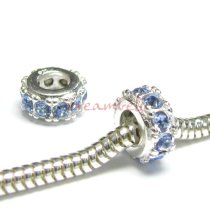 Sterling Silver Round Ring Bead Light Sapphire Crystals for European Charm Bracelets Birthstone September Sterling Silver Round Ring Bead Light Sapphire Crystals for European Charm Bracelets Birthstone September