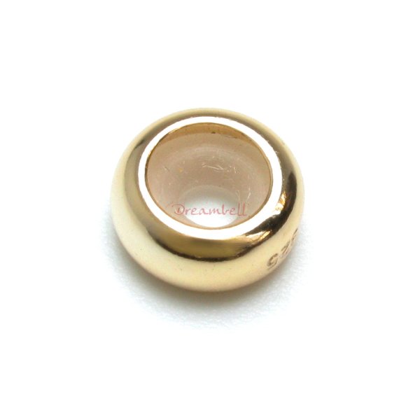 14K Gold Plated 925 Sterling Silver Silver Plain Ring STOPPER w/ RUBBER Bead for European Charm Bracelets 7.8mm