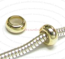 14K Gold Plated 925 Sterling Silver Silver Plain Ring STOPPER w/ RUBBER Bead for European Charm Bracelets 7.8mm