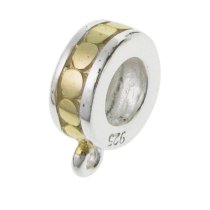 1x 14K Gold plated Sterling silver Pendant Charm Connector Cord Ring CIRCLE DOT for European Charm