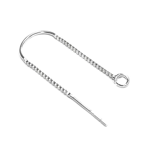 2x Sterling Silver EAR Wire Thread with Bridge & Jump Ring Earwires 1.4"
