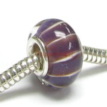 Sterling Silver Murano Amethyst Glass Bead for European Charm Bracelets 12.5mm