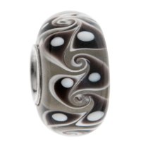 Sterling Silver Murano Flower Glass Dark Brown Bead for European Charm Bracelets