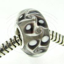 Sterling Silver Murano Flower Glass Dark Brown Bead for European Charm Bracelets