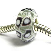 Sterling Silver Murano Flower Glass Dark Brown Bead for European Charm Bracelets