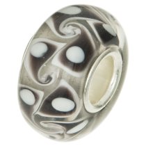 Sterling Silver Murano Flower Glass Dark Brown Bead for European Charm Bracelets