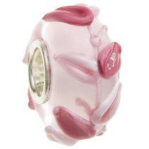 Sterling Silver Murano Lt ROSE Glass FLOWER Bead for European Charm Bracelets