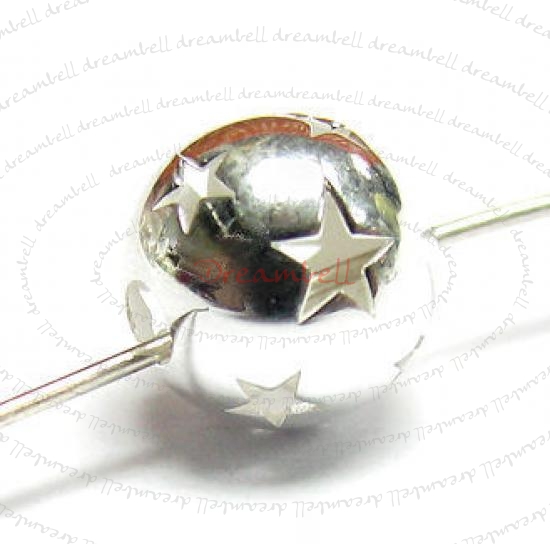 2x Sterling Silver STAR ROUND Bead 8mm