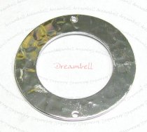 1x Sterling Silver Hammered ROUND Link earring connector 24mm