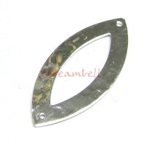1x Sterling Silver Olive Line earring connector 26.8mm