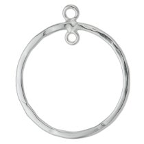 2x Sterling Silver 22mm Round Hammered Hoop Chandelier Earring / Pendant Connector