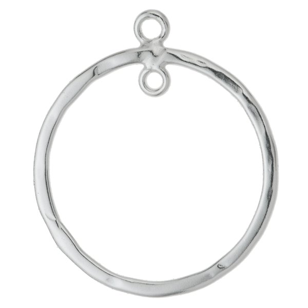 2x Sterling Silver 22mm Round Hammered Hoop Chandelier Earring / Pendant Connector