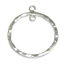 2x Sterling Silver 22mm Round Hammered Hoop Chandelier Earring / Pendant Connector