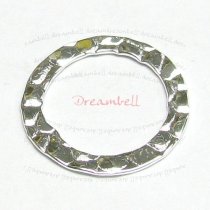 2x STERL SILVER Round Textured hoop Jump ring Connector 17mm