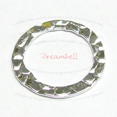 2x STERL SILVER Round Textured hoop Jump ring Connector 17mm
