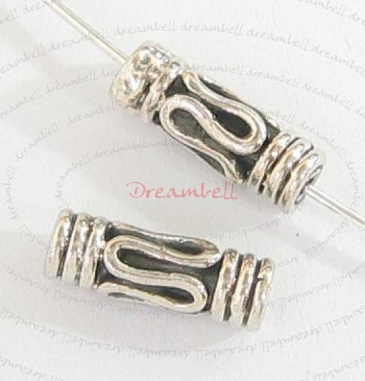 4x Bali Sterling Silver tube Bead spacer 10mmx3.6mm