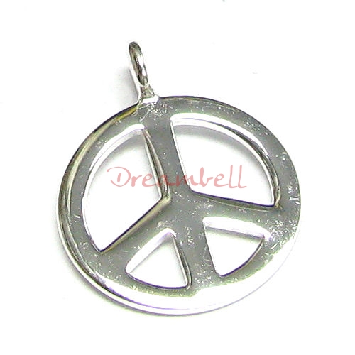 1x STERLING SILVER PEACE Dangle CHARM Pendant 14.5mm