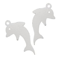 4x STERLING SILVER DOLPHIN CHARM Dangle Pendant 14.5mm