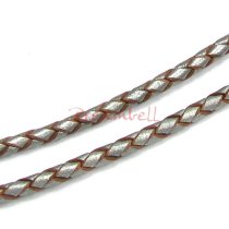 1 yard Natural Braided Leather BEAD STRINGING CORD 3mm Metallic Steel Grey