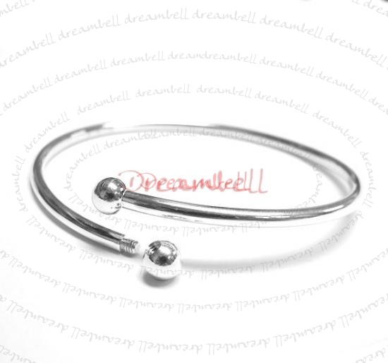 1x Sterling Silver Flex BRACELET for European Bead Charms 7" w/ 6mm screw off ball bead