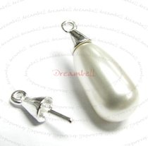 6x Sterling Silver eye pins w/ 3.5mm cup pearl pendant connector Bail