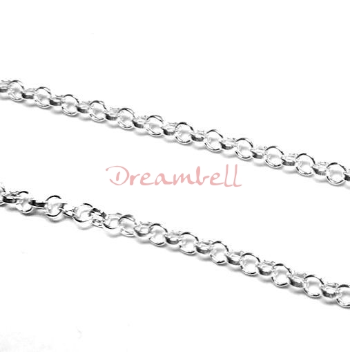 12" Sterling silver bead 2mm FLAT DC ROUND RING Link CABLE Chain