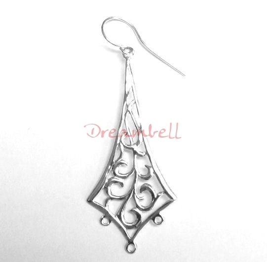 2x Sterling Silver Diamond Chandelier earring Connector Hook Earwires