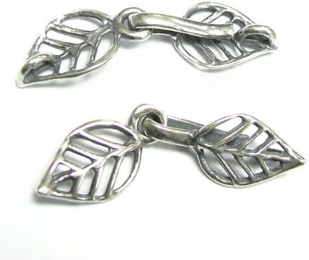 1x Artisan Sterling Silver Leaf Toggle Clasp - 32mm Handcrafted Oxidized Closure
