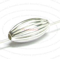 2x Sterling Silver Oval Rice CORRUGATED Melon Bead Spacer 12mm
