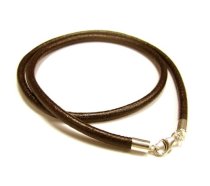 1x Sterling Silver Brown leather cord 3mm choker necklace 16″ for European Bead Charms