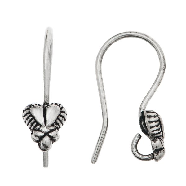 2x STERLING SILVER Heart ear wires French Hook Earwires
