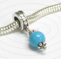 Sterling Silver TURQUOISE dangle Pendant Bead for European Charm Bracelets