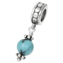 Sterling Silver TURQUOISE dangle Pendant Bead for European Charm Bracelets