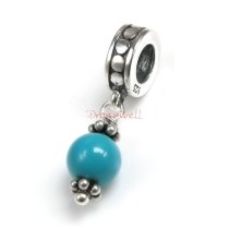 Sterling Silver TURQUOISE dangle Pendant Bead for European Charm Bracelets