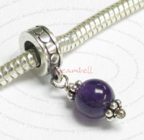 Sterling Silver Amethyst Birthstone February European Dangle Bead Charm