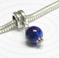 Sterling Silver Lapis Lazuli Dangle Bead for European Charm Bracelets