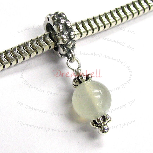 Sterling Silver Moon Stone Dangle bead for European Charm Bracelets