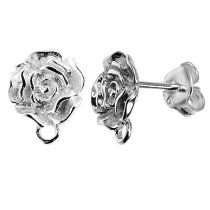 2x STERL SILVER BALL Rose Stud earrings loop post 11mm