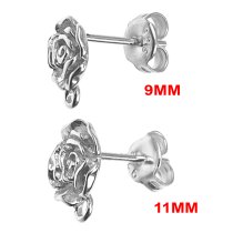 2x STERL SILVER BALL Rose Stud earrings loop post 11mm