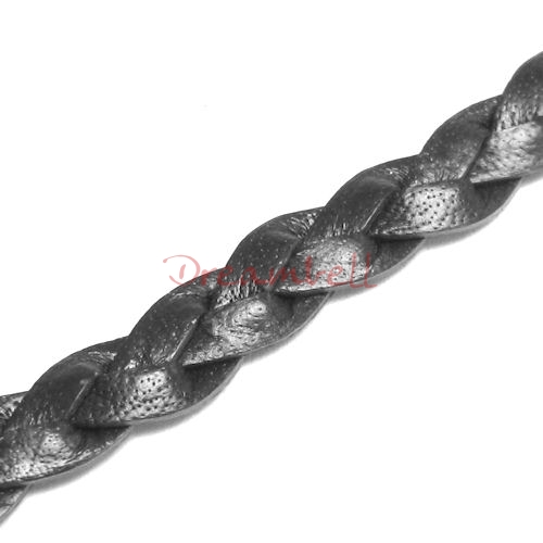 1x Natural Flat Braided Leather BEAD STRINGING 6mm Black