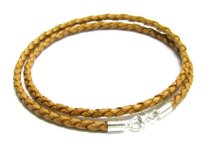 Sterling Silver TAN Braided leather cord 3mm choker necklace 18″ for European Bead Charms