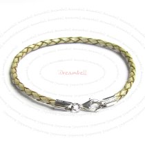 1x Sterling Silver Pearl Bolo Braided leather 3mm BRACELET for European Bead charms 7″