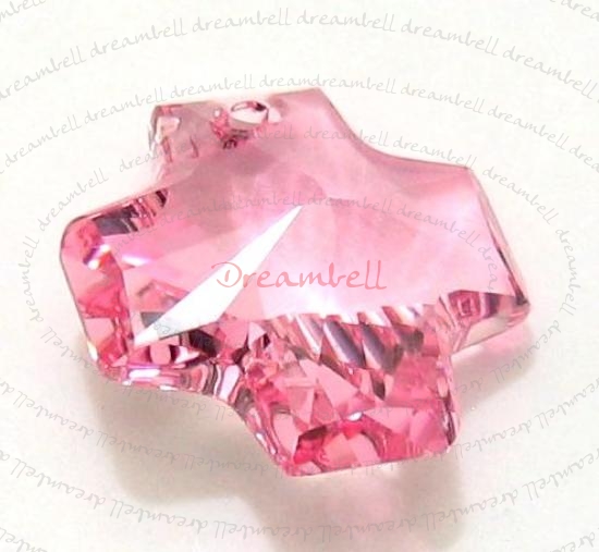 1x Swarovski Elements Austrian Crystal 6866 Cross Pendant Light Rose Pink
