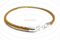 1x Sterling Silver 3mm Braided Bolo Leather Anklet Bracelet 9.5″