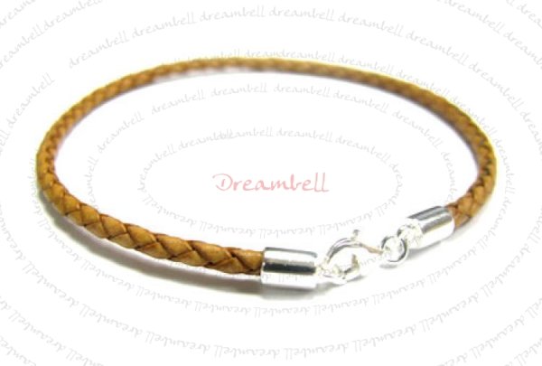 1x Sterling Silver 3mm Braided Bolo Leather Anklet Bracelet 9.5"